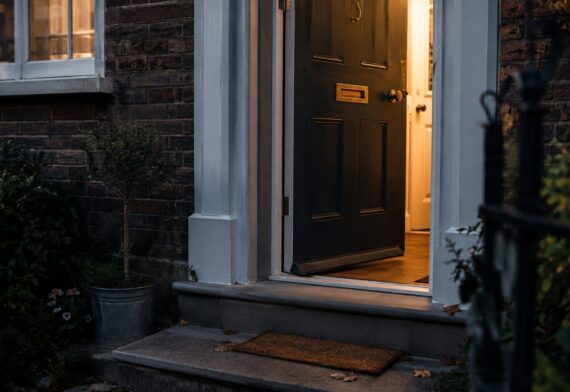 Door ajar after burglary