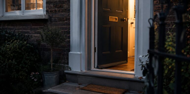 Door ajar after burglary